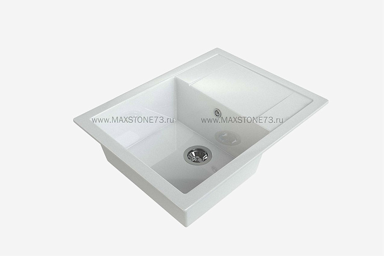 MAXSTONE Мойка глянцевая MS-15 (белый металлик) 640*505*217